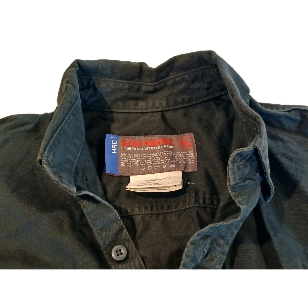Benchmark Shirt Mens M Green Flame Resistant FR HRC1  Long Sleeve Work Utility